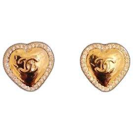 Chanel Ohrringe Gold Metall mit Strass Golden