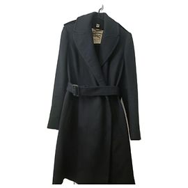 Burberry Prorsum Wool Trench Coat Black Black