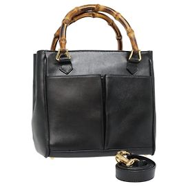 Borsa a spalla GUCCI Bamboo 2way Nero Oro 000 122 0316 Auth 90183 Nero D'oro