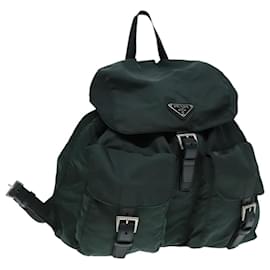 PRADA Backpack Nylon Khaki Silver Auth 90473 Silvery Khaki