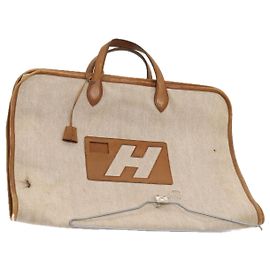 Hermès HERMES Garment Cover Canvas Leather Beige Auth bs17258 Beige