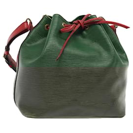 Louis Vuitton-LOUIS VUITTON Epi Petit Noe Shoulder Bag Bicolor Green Red M44147 LV Auth 89664-Red,Green