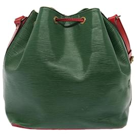 Louis Vuitton-LOUIS VUITTON Epi Petit Noe Shoulder Bag Bicolor Green Red M44147 LV Auth 89664-Red,Green
