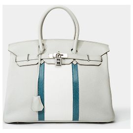 Hermès HERMES Birkin 35 Bag in Gray Leather - 102151 Grey