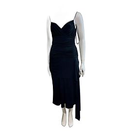 Vera Wang Asymmetrisches Abendkleid mit geraffter Taille Schwarz