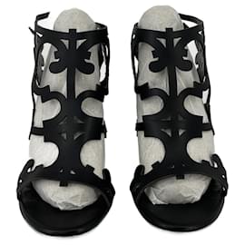 Hermès-Keira heeled calfskin sandals-Black,Gold hardware