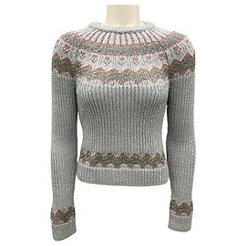 Pull en maille Fairisle métallisé bleu clair Valentino Bleu