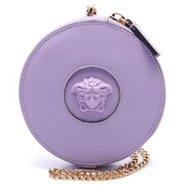 Versace-Versace Medusa Leather Pouch Clutch-Purple