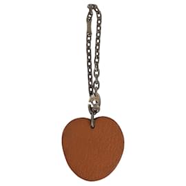 Hermès-Hermes Leather Charm Keychain-Orange