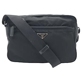 Prada-Prada Nylon Tessuto Triangle Logo Crossbody Bag-Black