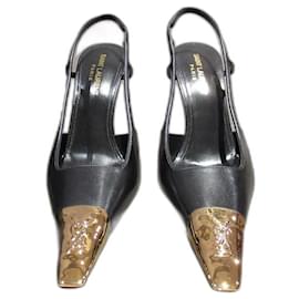 Saint Laurent-Saint Laurent Jeanne slingback pumps-Black,Gold hardware