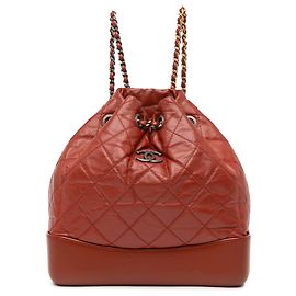 Chanel Red Small Aged Calfskin Gabrielle Backpack Red Dark red