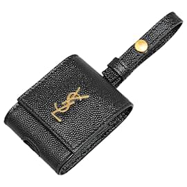 Saint Laurent-Saint Laurent Black Grain De Poudre AirPods Case-Black