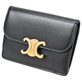 Céline-Celine Triomphe Flap Card Holder-Black