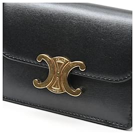 Céline-Celine Triomphe Flap Card Holder-Black