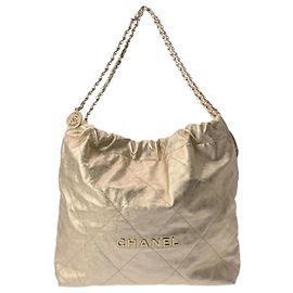Chanel 22 Small Handbag in Metallic Gold Golden
