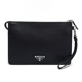 Prada Vitello City Clutch Bag Black