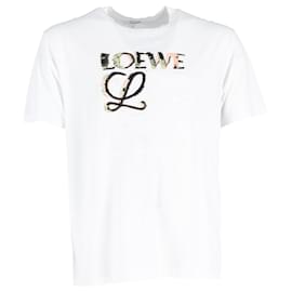 Loewe-Loewe Glitch Anagram T-Shirt in White Cotton-White,Cream