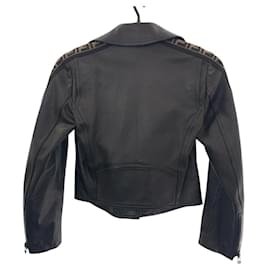 Fendi-Fendi Lambskin Riders Jacket Black Brown-Other