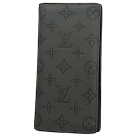 Louis Vuitton-Louis Vuitton Long Wallet Monogram Shadow Portefeuille Brazza-Brown
