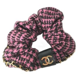Chanel Scrunchie Black Pink Gold hardware