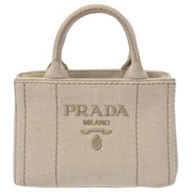Prada-Prada Canapa Tote Handbag-White