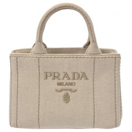 Prada-Prada Canapa Tote Handbag-White