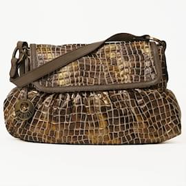 Fendi-Fendi Chef Bag in Bronze and Dark Brown-Bronze,Dark brown
