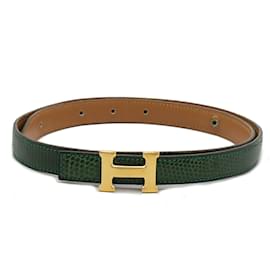 Hermès-Hermes Constance H Reversible Leather Belt-Brown,Green
