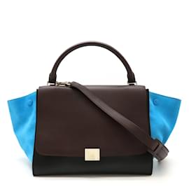 Céline-Celine Trapeze Medium Handbag-Black,Blue,Dark brown