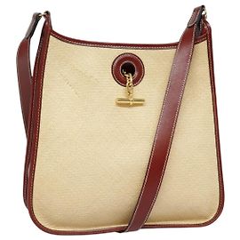 Hermès HERMES Bolsa de Hombro Vespa PM Paja Beige Oro Auth yk14938 Beige Dorado