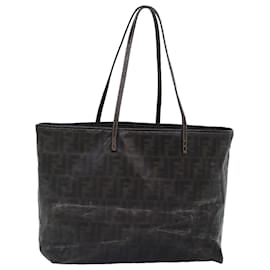 Fendi-FENDI Zucca Canvas Tote Bag Brown Black Auth yk14952-Brown,Black