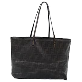 Fendi-FENDI Zucca Canvas Tote Bag Brown Black Auth yk14952-Brown,Black