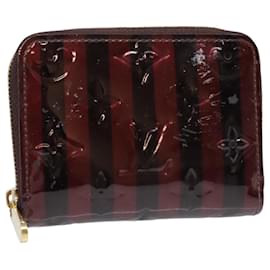 Louis Vuitton-LOUIS VUITTON Vernis Rayure Zippy Coin Purse Amarante M91719 LV Auth 90162-Dark red
