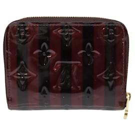Louis Vuitton-LOUIS VUITTON Vernis Rayure Zippy Coin Purse Amarante M91719 LV Auth 90162-Dark red