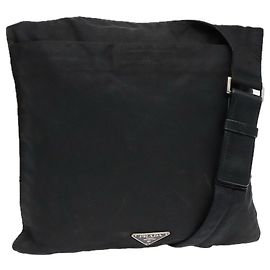 Borsa a spalla PRADA in nylon nero Auth bs18093 Nero