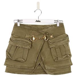 Balmain Mini saia de algodão Caqui