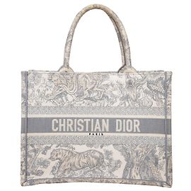 Dior Toile de Jouy Canvas Medium Book Tote  Grey