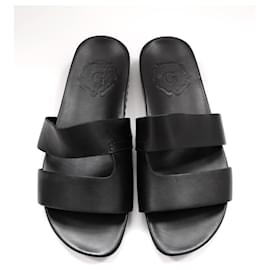 Autre Marque-Grenson Chadwick Black Leather Double Strap Sandals-Black