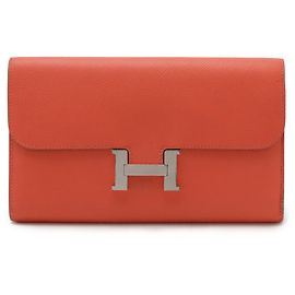 Cartera bi-fold larga Constance de Hermès en rosa claro Rosa