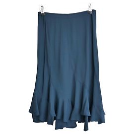 Rüschensatinrock Yves Saint Laurent x Tom Ford Herbst 2003 Blau