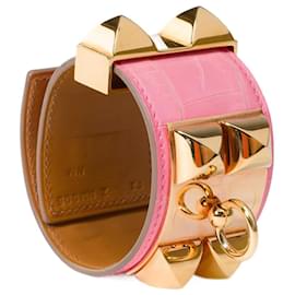 Hermès-HERMES Jewelry Exotic Leather Dog Collar Pink - 102153-Pink
