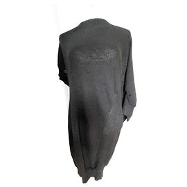 Yohji Yamamoto Asymmetrical Wool Sweater Dress Black Black