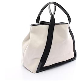 Balenciaga-Balenciaga Navy Cabas Canvas Leather Tote-Black