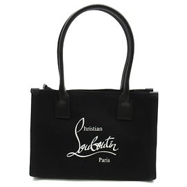 Christian Louboutin Fabric Leather Tote Bag Black