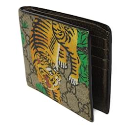 Gucci-Gucci Bi-fold Wallet with Tiger Design-Multiple colors,Beige