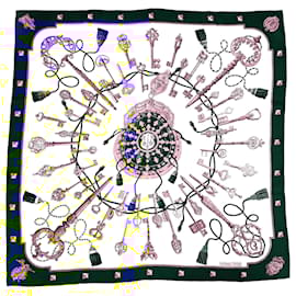 Hermès-Hermes Carre 90 LES CLES Key Scarf-Blue