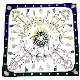 Hermès-Hermes Carre 90 LES CLES Key Scarf-Blue