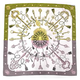 Hermès-Hermes Carre 90 LES CLES Key Scarf-Khaki