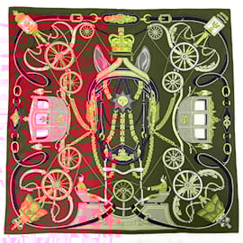 Hermès-Hermes Carre 90 Stately Wheel Scarf-Dark red